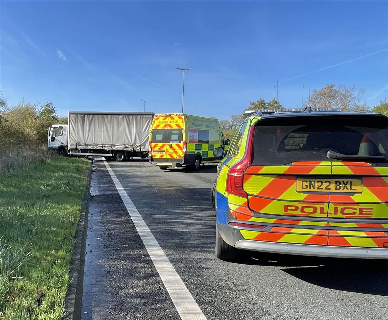 A lorry was involved in a crash on the New Thanet Way in Whitstable. Picture: Ryan Aitchison