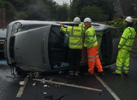 Firefighters used specialist cutting equipment to free the woman. Library picture: @Garethcook7