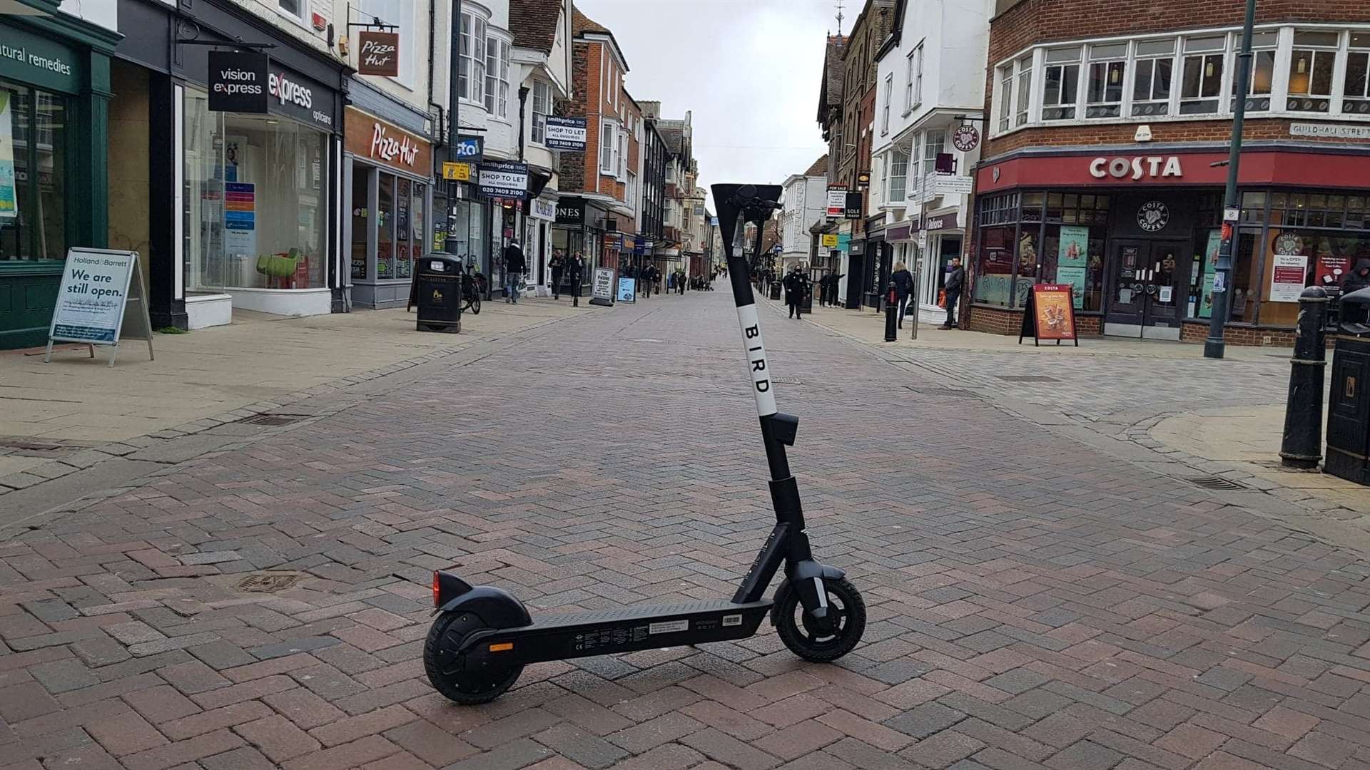 Bird e scooters are available to hire in Canterbury