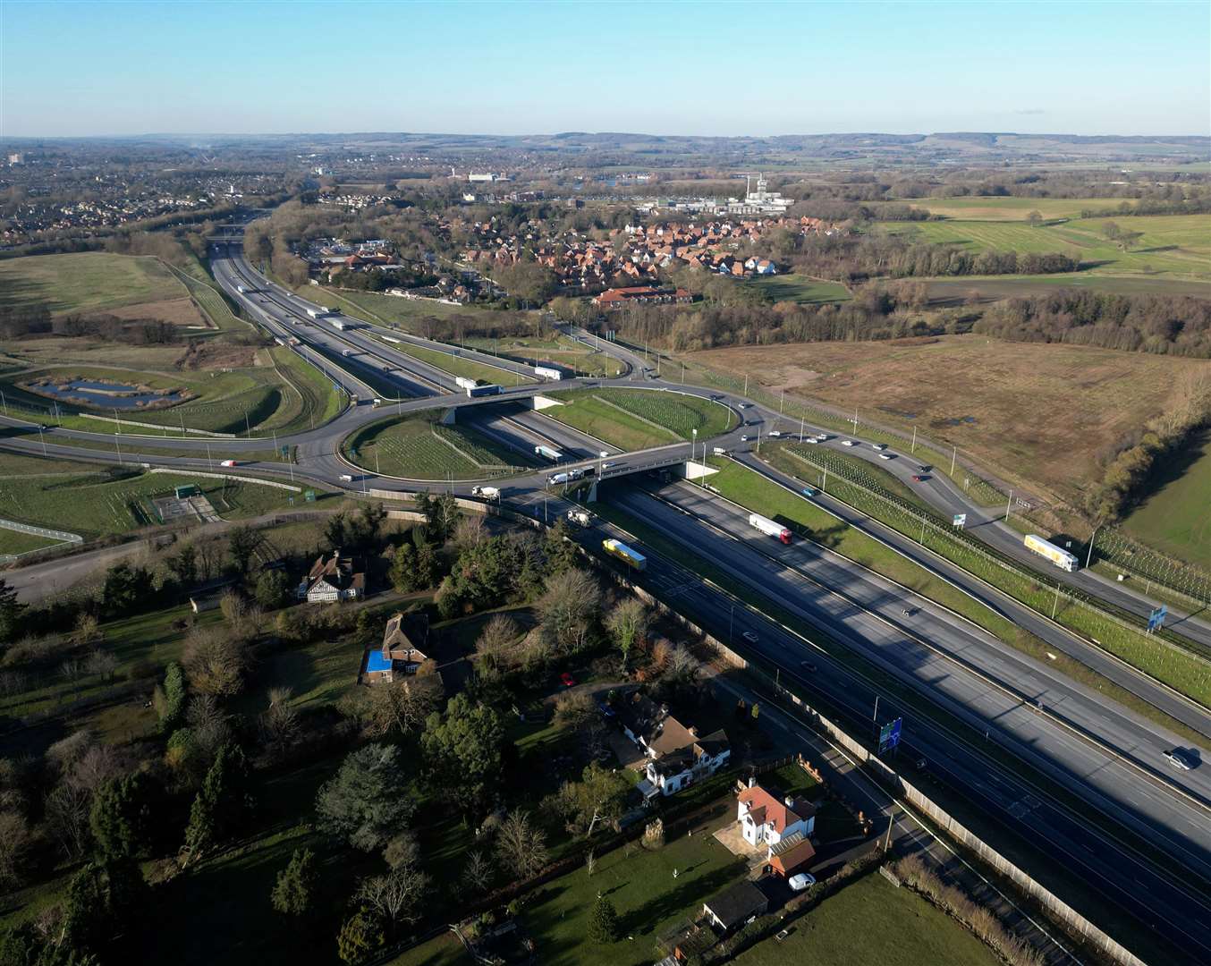 The motorway was closed from Junction 10a in Ashford, Picture: Barry Goodwin