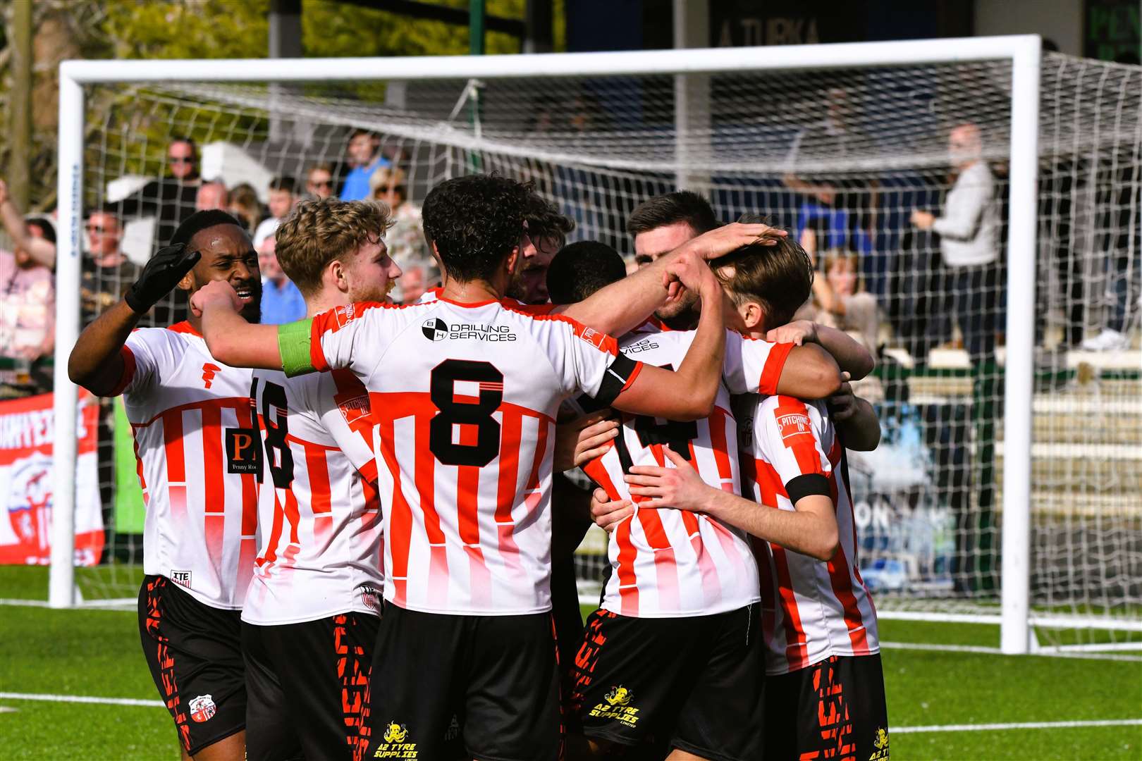 Sheppey celebrate Jacob Lambert's winning goal against Herne Bay Picture: Marc Richards