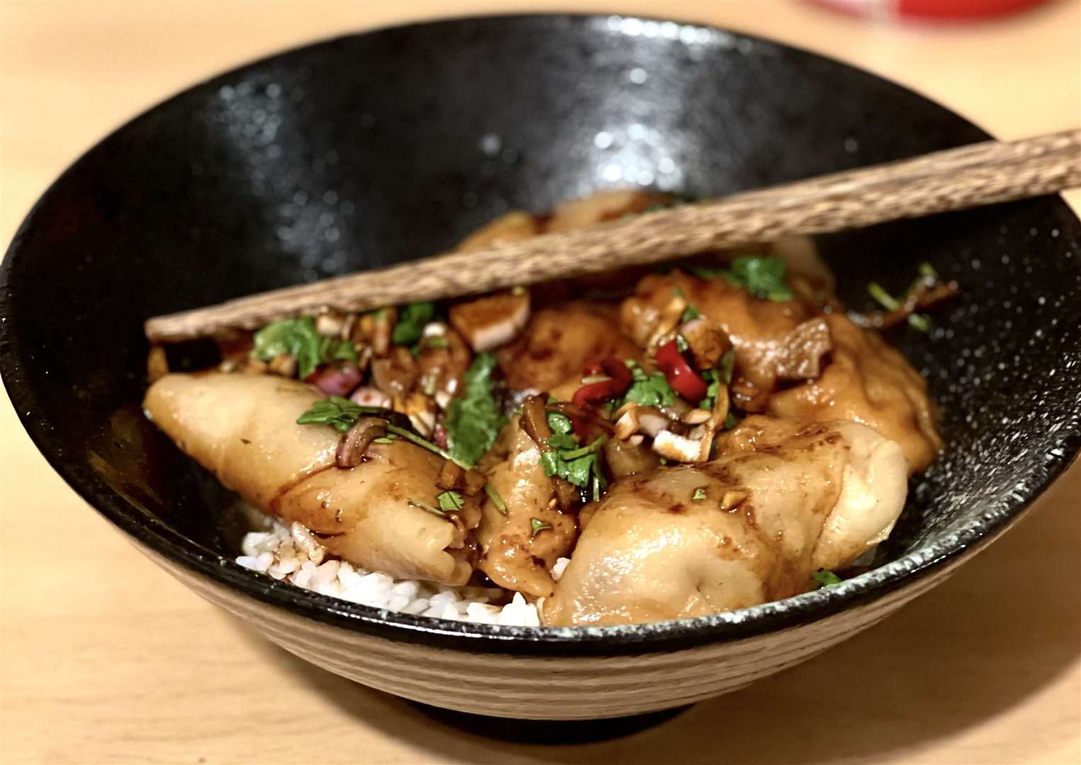 Home made steamed dumplings made in Hilary's air fryer. Picture: Hilary Steel