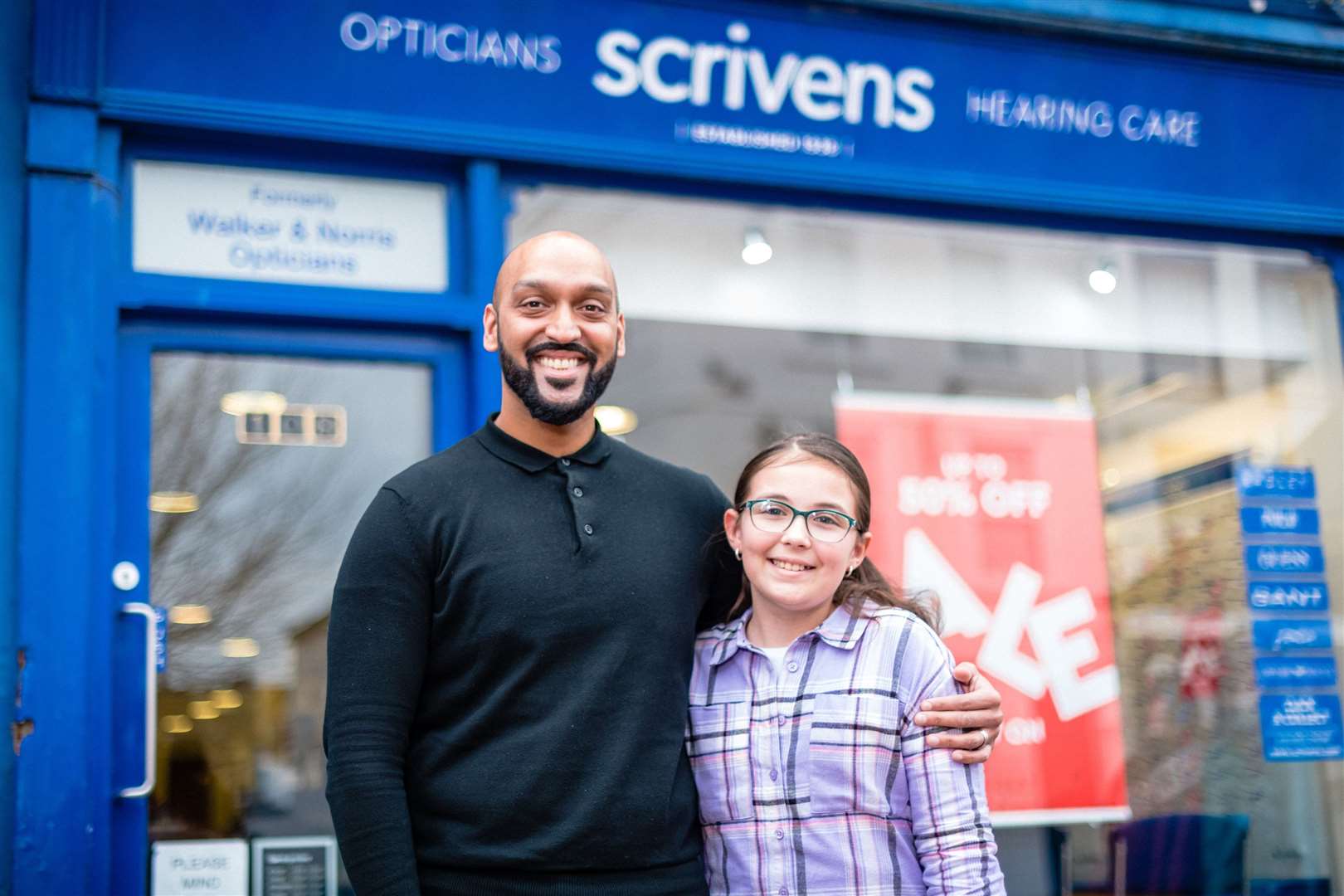 Poppy-May Leeds thanks optometrist Mrudang Patel at Scrivens, Herne Bay