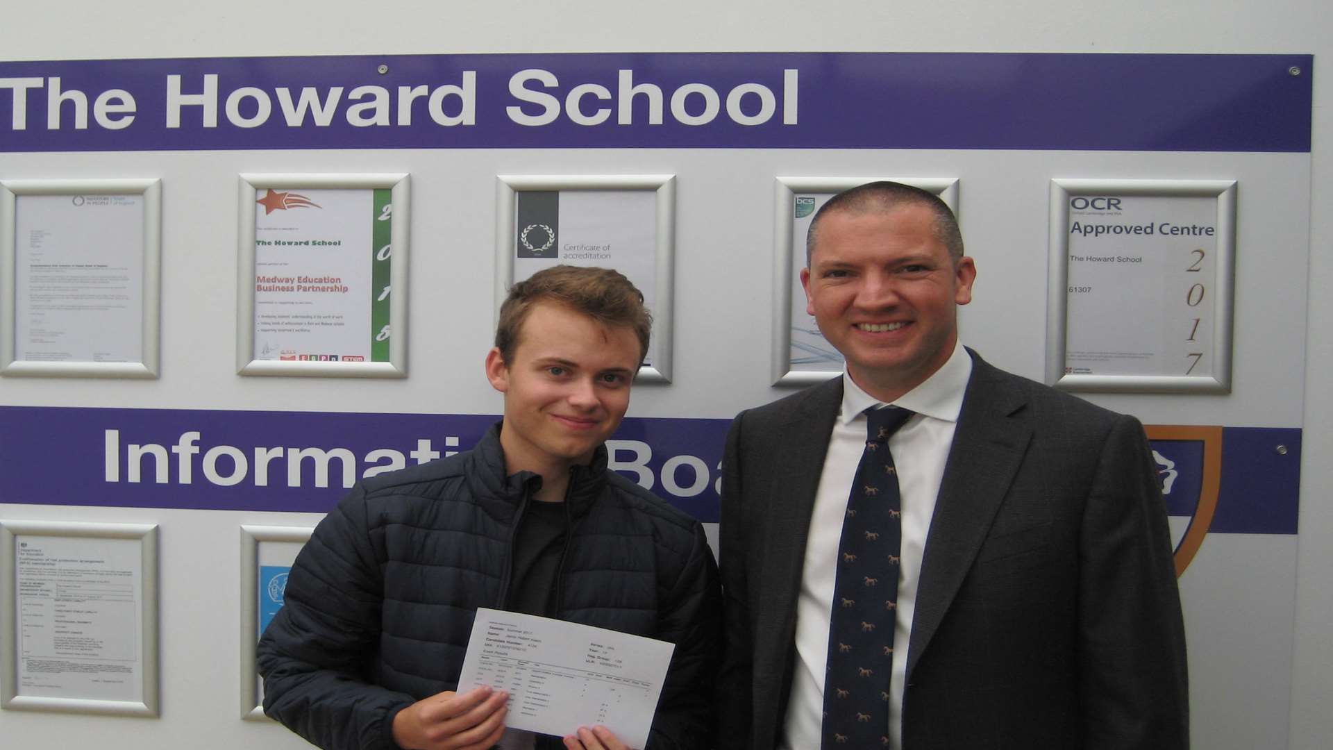 Jamie Keam with head teacher Mr Millar