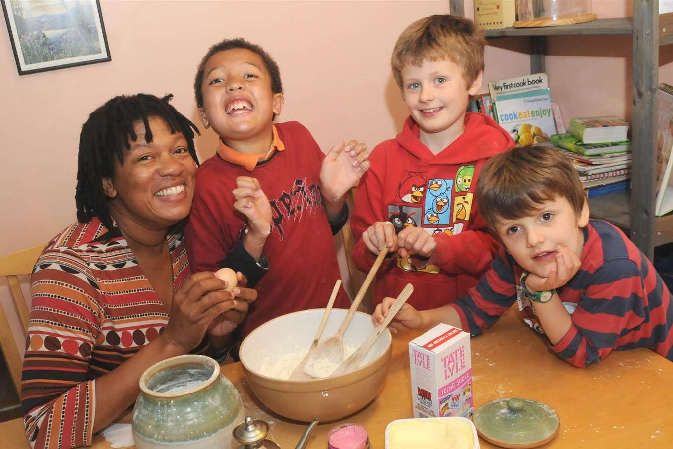 Rhonda with son Benjamin Taylor, Daniel Swann and Phillip Swann