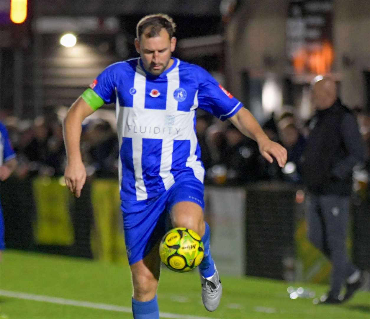 Liam Friend - felt the first goal was key in Herne Bay’s weekend 3-0 defeat to unbeaten Isthmian South East pacesetters Ramsgate on Saturday. Photo: Stuart Watson