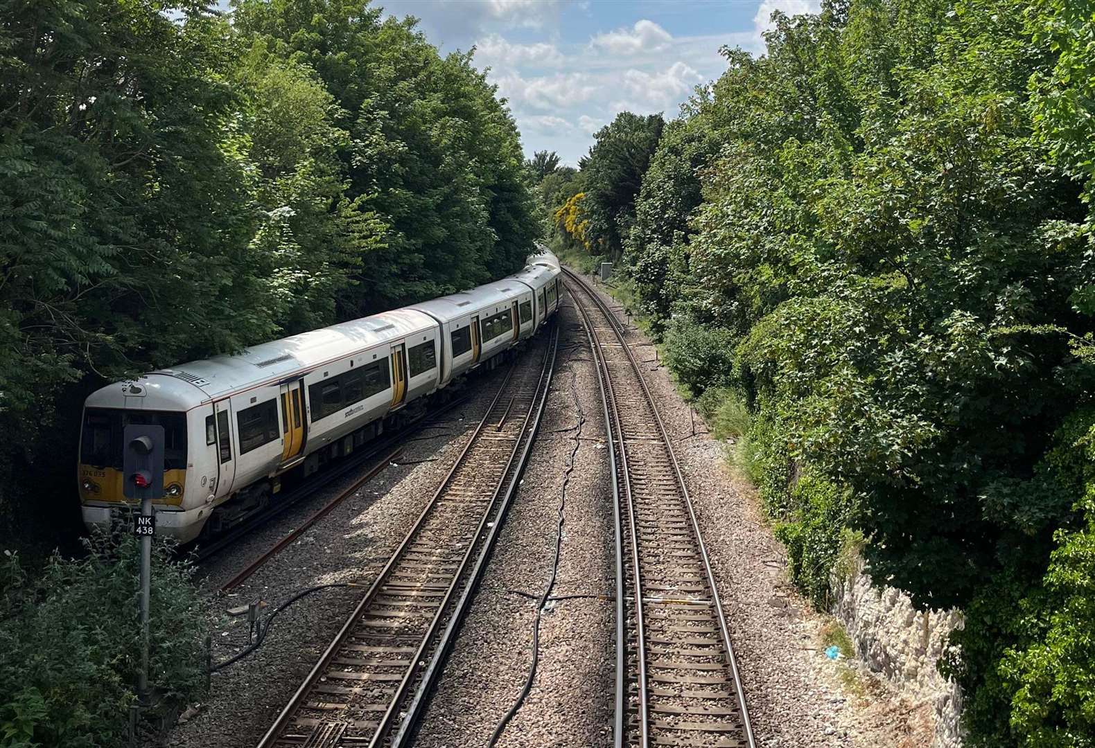 Gravesend railway station was evacuated after a fire broke out near the tracks. Picture: Callum Skinner