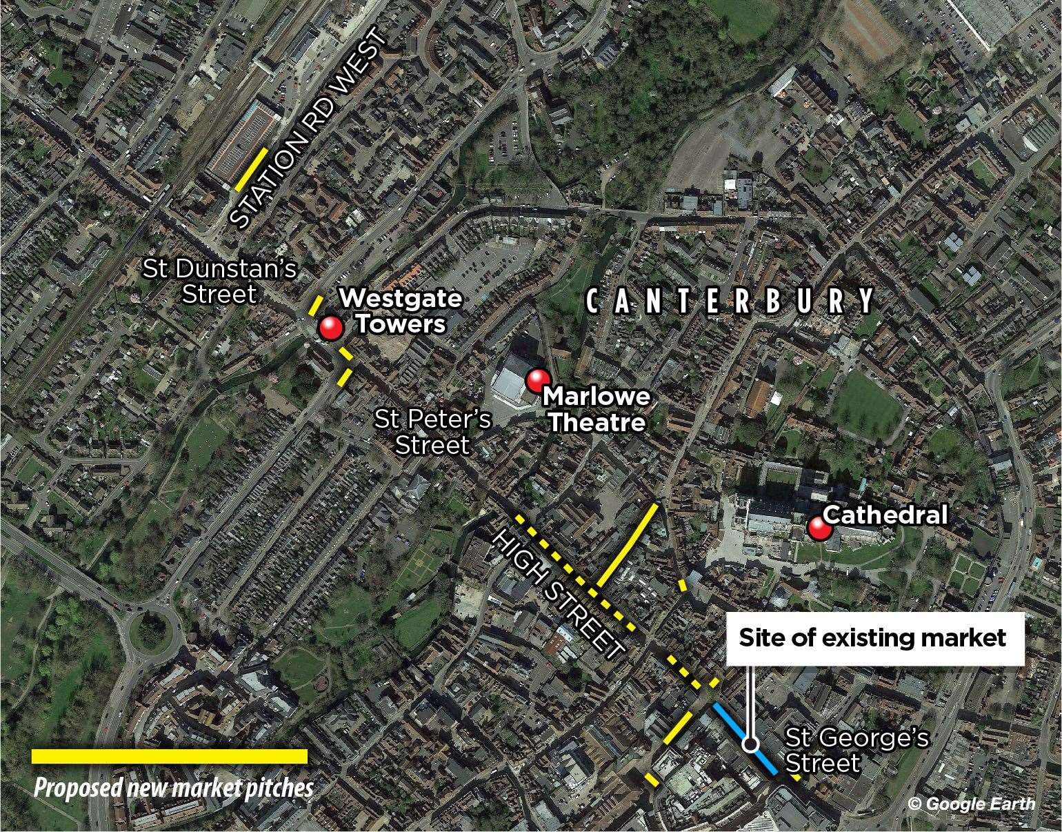 Where the new market pitches are planned to go