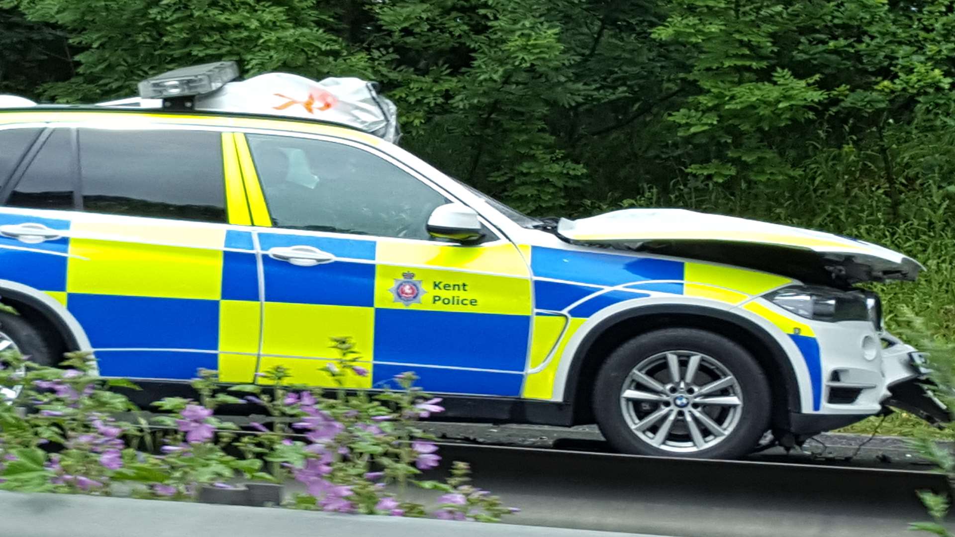 The police car involved in the accident.