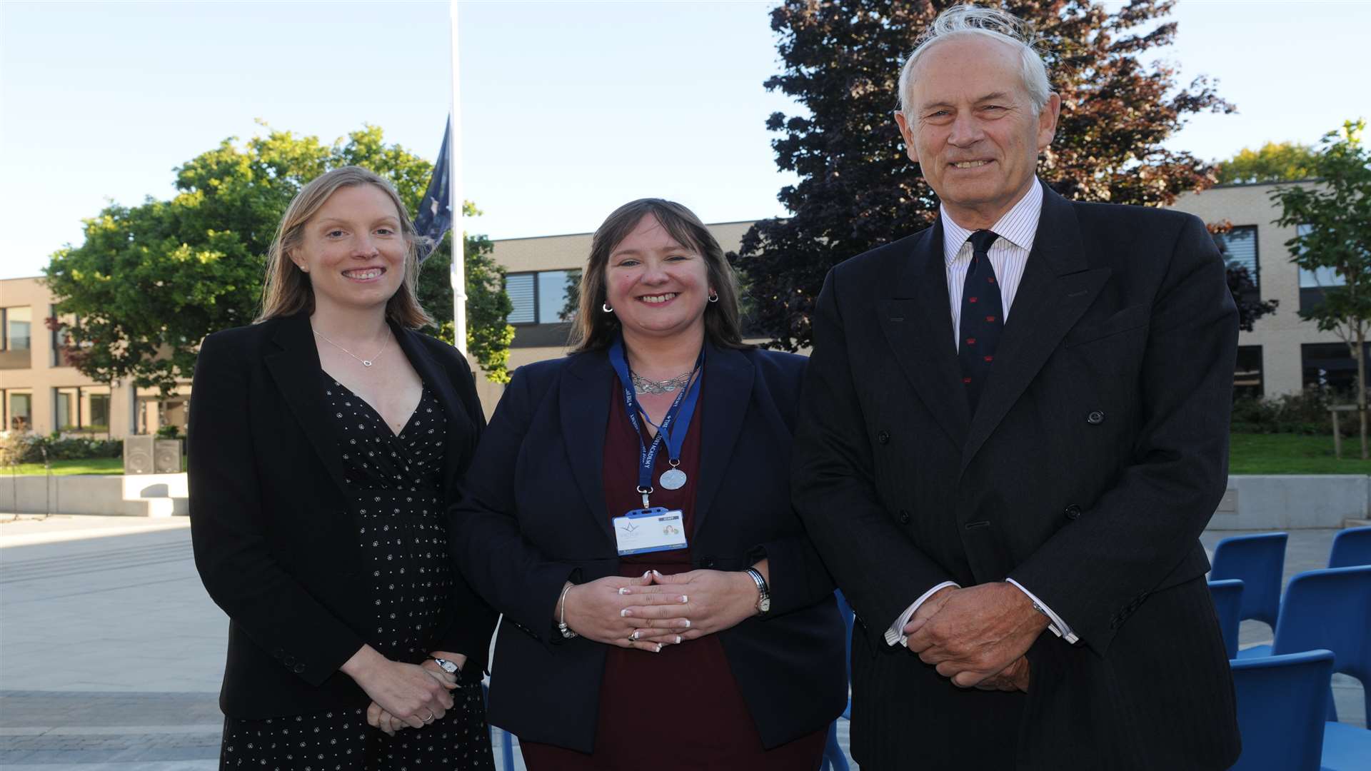 L-R: MP Tracey Crouch, Mandy Gage (Principal), Lord Boyce