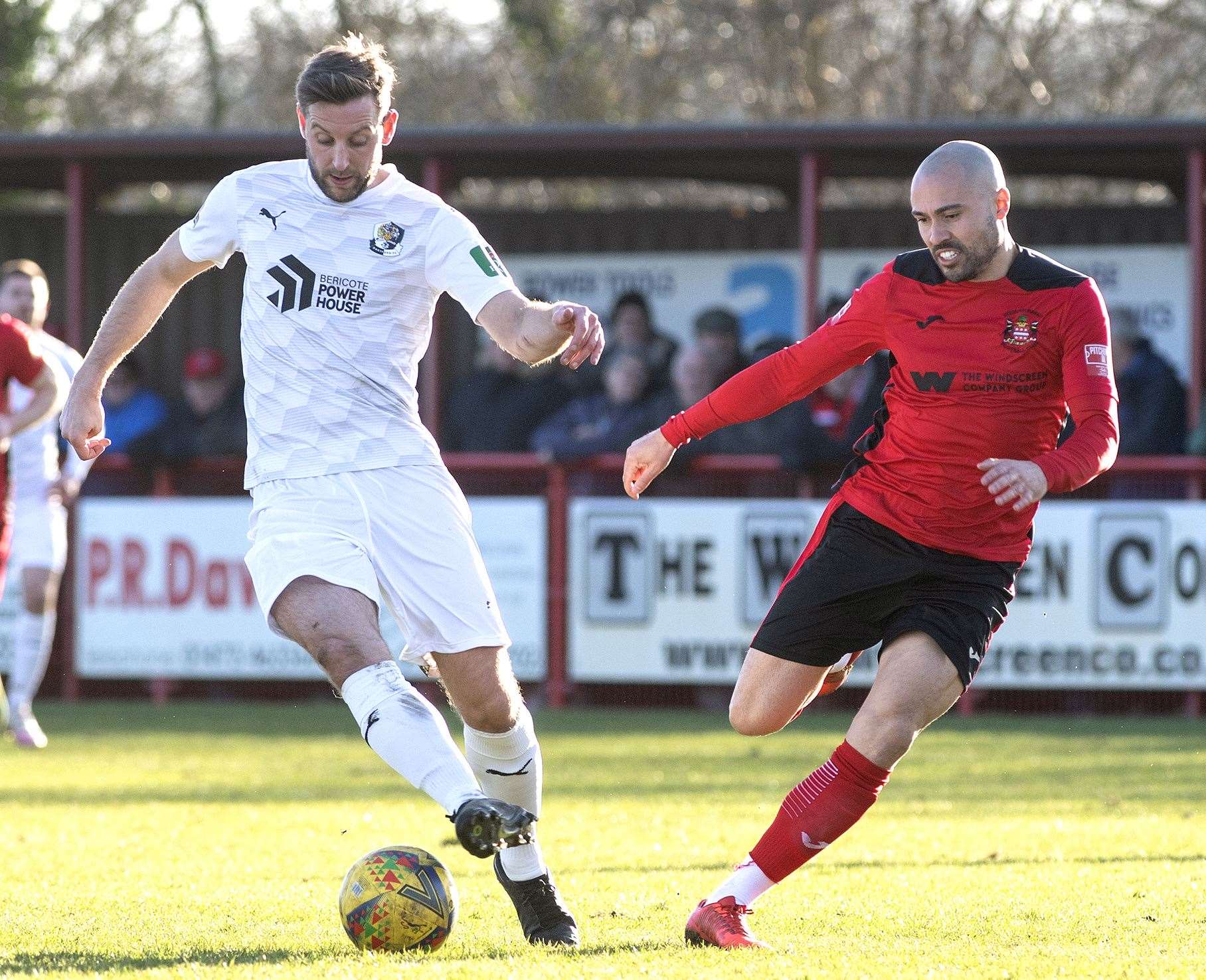 Connor Essam, left, has played 30 games this season for Dartford. Picture: Mecha Morton