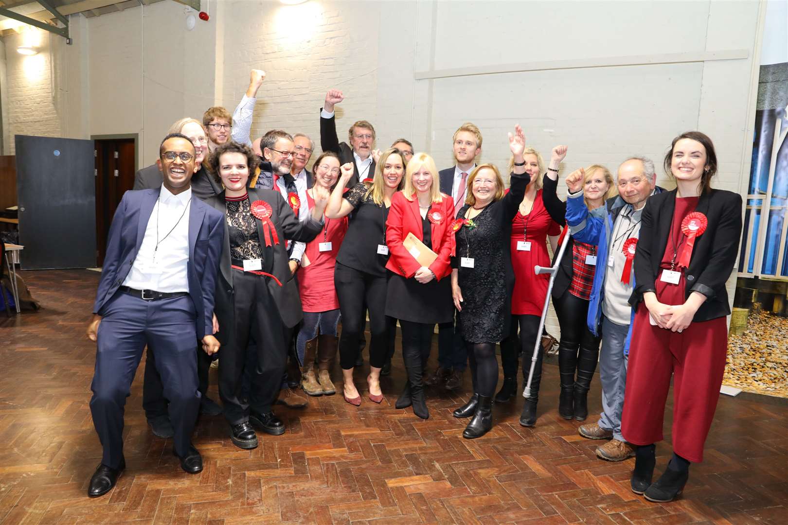 Rosie Duffield MP and happy supporters