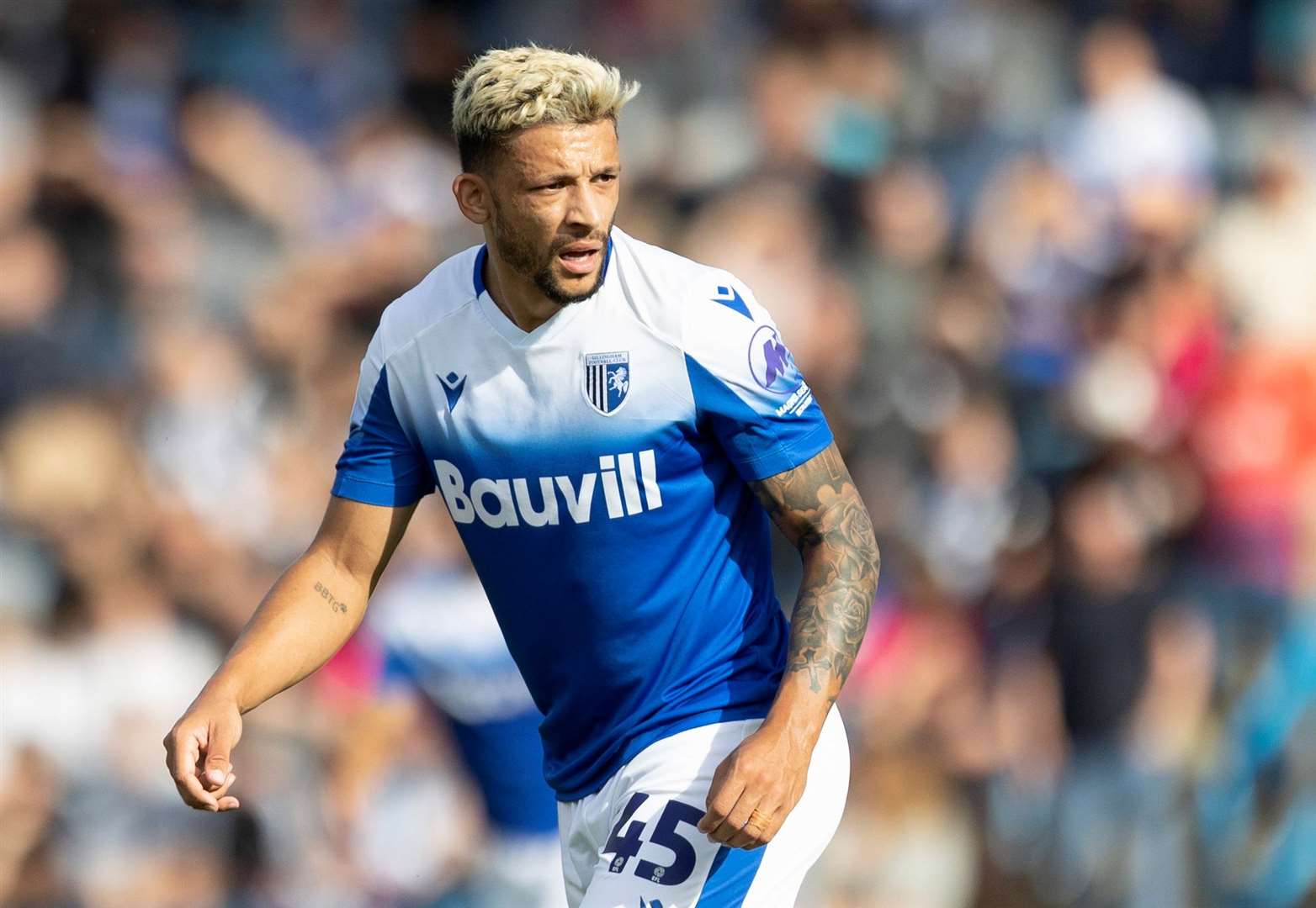 Macauley Bonne in action for Gillingham against Mansfield Town Picture: @Julian_KPI