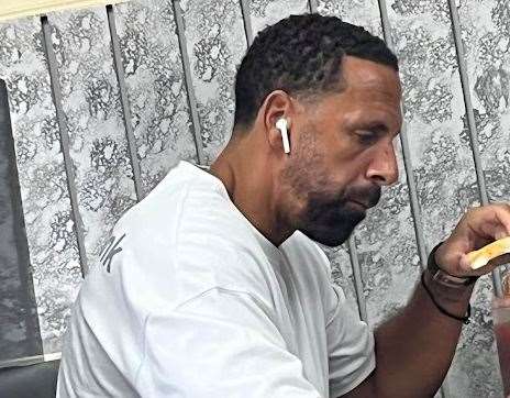 Rio Ferdinand enjoying a bite to eat at Parkwood Cafe in Rainham. Picture: Peter Harrison-Brrokes