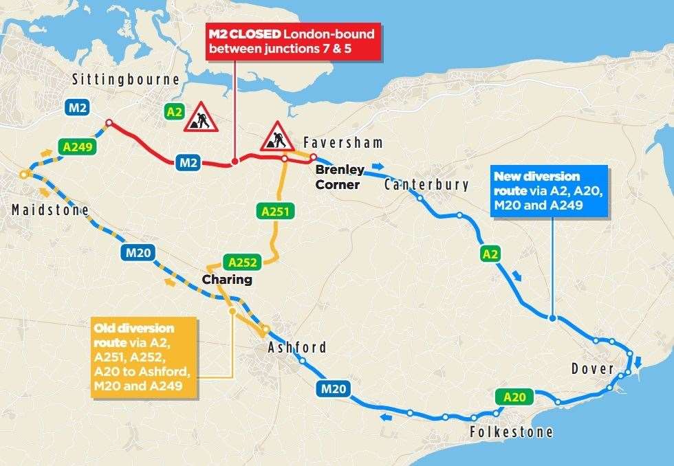 A map of the diversion route which was 69 miles in length