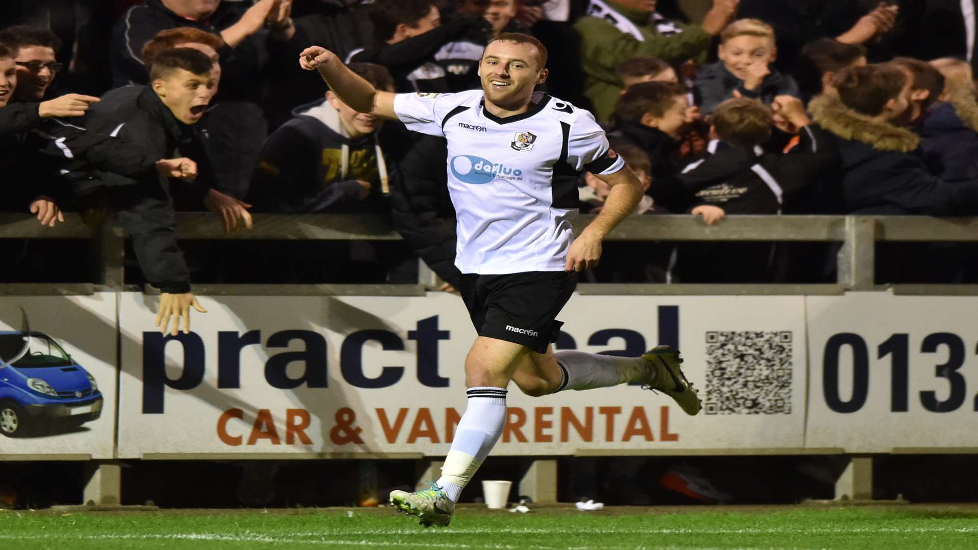 Harry Crawford celebrates scoring for Dartford Picture: Keith Gillard