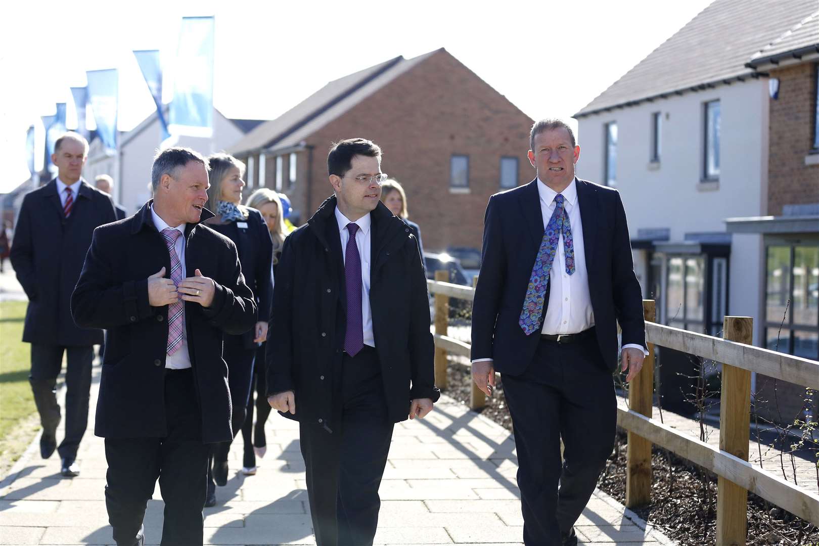 L/R: Mark Bailey, managing director for David Wilson Homes Kent, Communities Secretary James Brokenshire and David Thomas, chief executive of Barratt Developments