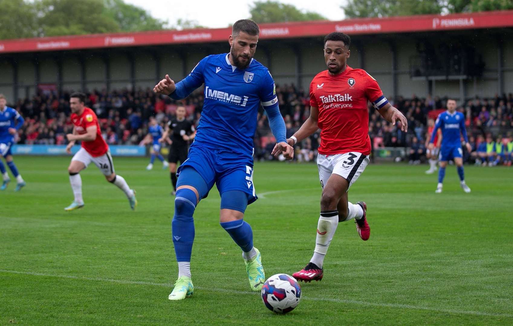 Max Ehmer in action at Salford City where the Gills will be heading again next season – one of many long hauls they face