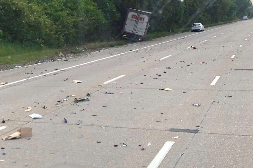 A lorry crash has closed part of the M20 this morning. Picture: Tracey Ferneyhough