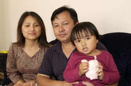 Former Gurkha Rai, wife Bidya and daughter Aishwarya. Picture: JOHN WARDLEY