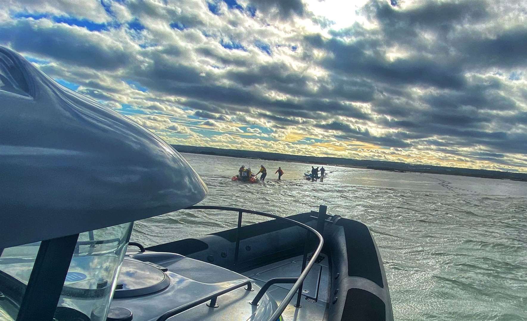 Kent Police's search and marine unit helps rescue the stranded kayakers on the River Medway. Picture: Kent Police