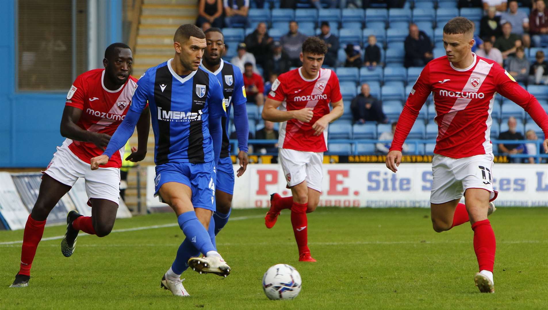 Gillingham midfielder Stuart O'Keefe (4) on the ball against Morecambe. Picture: Andy Jones (50452264)