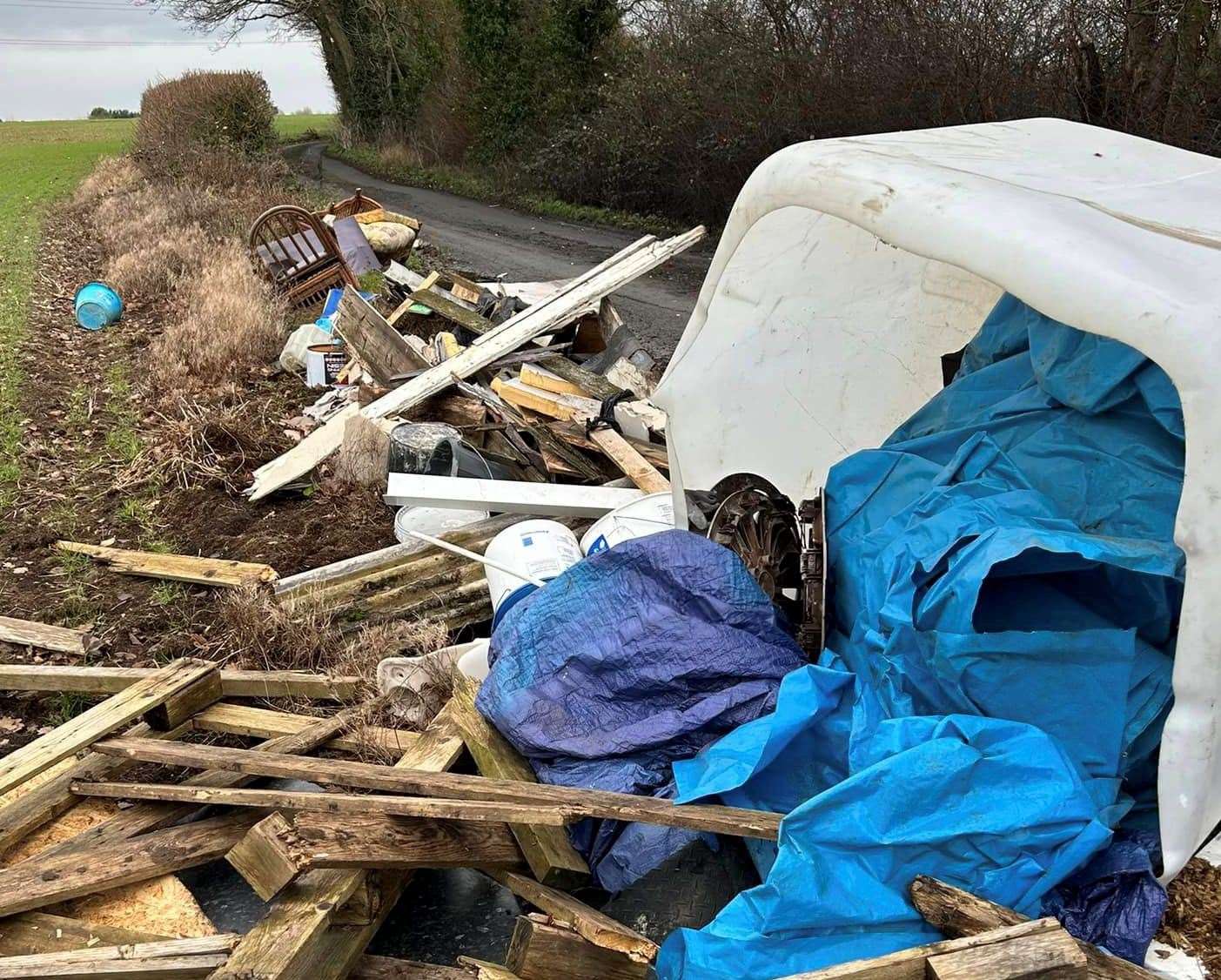 Flytipping dumped in Parsonage Lane, Bobbing. Picture: Mick Connor