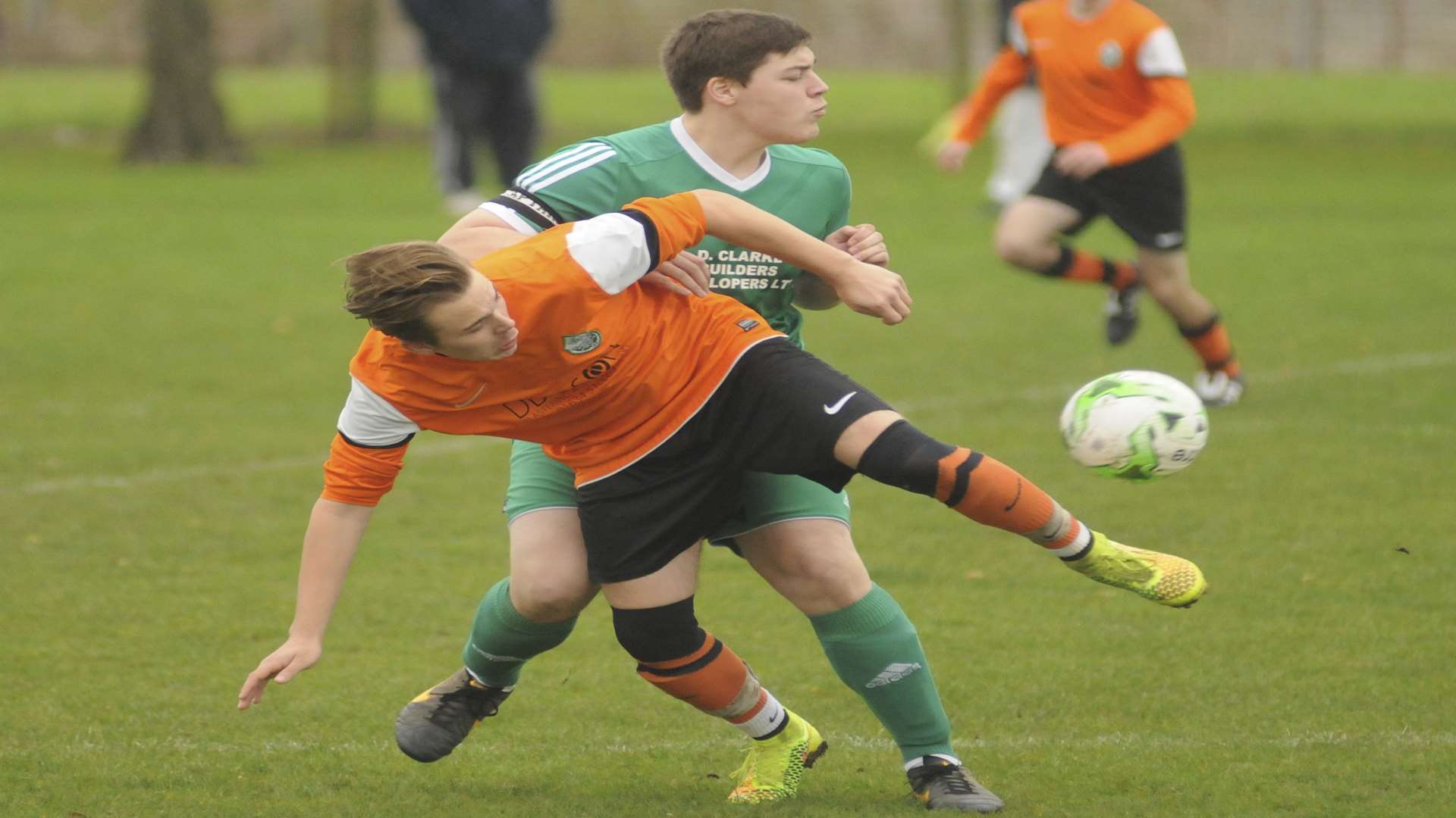 Horsted Youth under-18s, orange, take on Eagles Green under-18s. Picture: Steve Crispe FM4096720