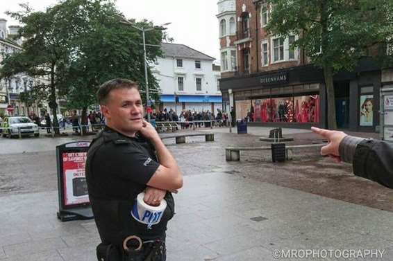 An area in Folkestone high street was cordoned off. Pic: Spotted in Folkestone