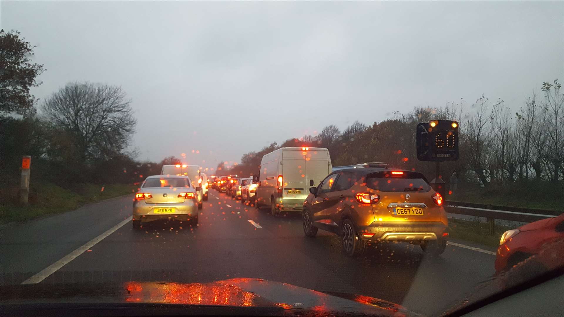 Traffic building on the M2 following the crash near junction 5