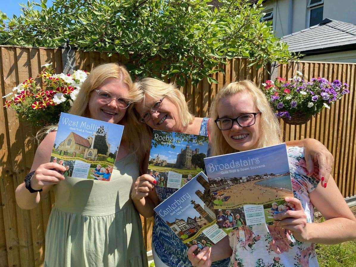 Liz Foster with her daughters Becca and Laura, who helped with the quiz trails