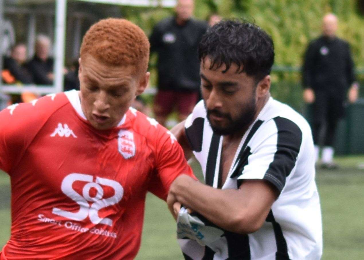 In-form forward Tashi-Jay Kwayie, left, also netted for the Lilywhites against Rusthall. Picture: Alan Coomes