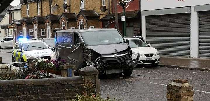 A 21-year-old man was arrested after he abandoned his vehicle in London Road, Swanscombe