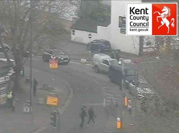 Traffic queuing to leave Barker Road near Lockmeadow earlier today. Image Kent Highways