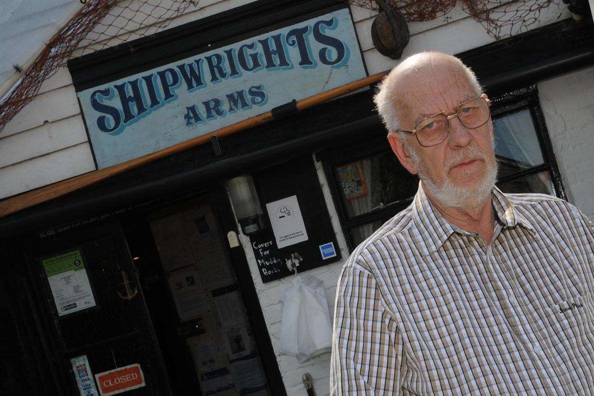 Landlord Derek Cole outside the Shipwrights Arms near Faversham