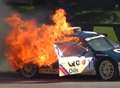 Horror as rallycross driver's car bursts into flames