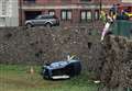 Car plunges into castle moat