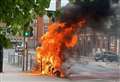 Bike goes up in flames in town centre