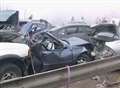 Three badly hurt in huge pile-up