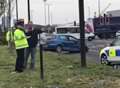 Two-car crash at busy traffic lights