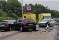 Road blocked after five car smash