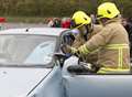 Fire crews rescue man from car crash wreck