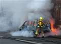 Car bursts into flames in town centre