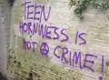 Graffiti vandal turns air purple again