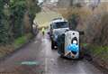 Road closed after car overturns in icy conditions