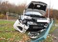 Crash at busy roundabout