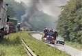 A249 blocked after van goes up in flames