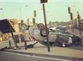 Car overturns in Rochester