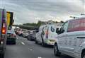 Six miles of queues after van fire on M2