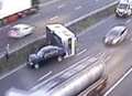 Caravan overturns in motorway fast lane